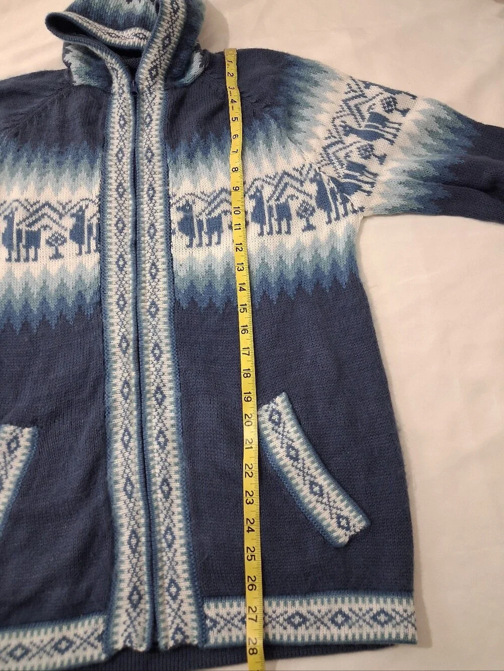 Alpaca Wool Peruvian Zip Up Cardigan Sweater With Pockets Hooded
